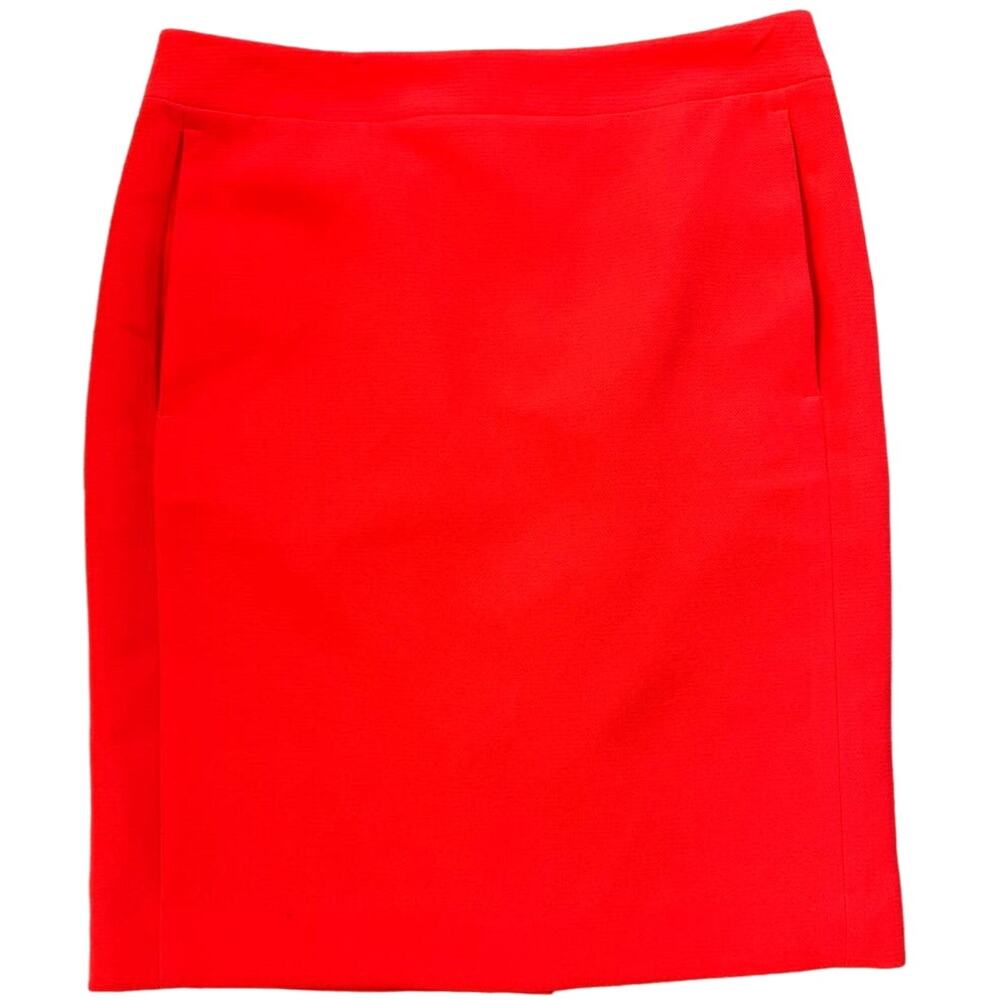 J.Crew The Pencil Skirt, Preppy, Dressy, Orange/Coral/Red, Knee Length, Size 2
